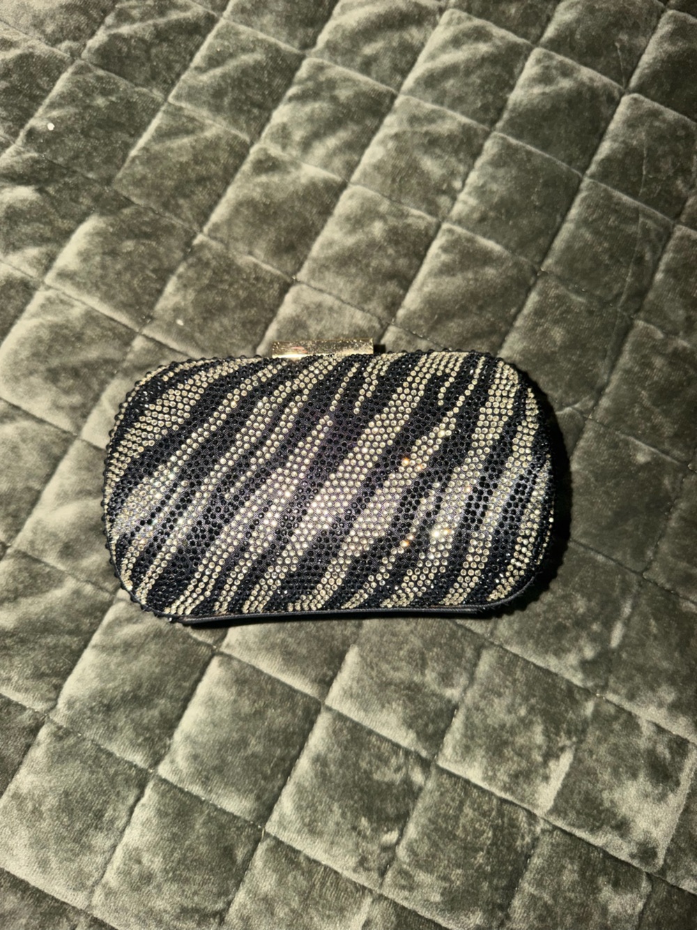 Badgley Mischka Black and Gold Zebra Crystal Clutch